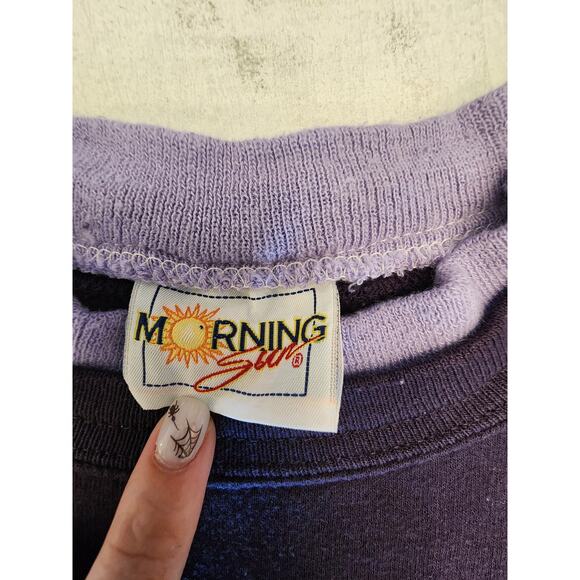 VTG Morning Sun Purple Kittens Winter Snowflake Sweatshirt Grandmacore - Picture 5 of 7